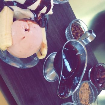 RH Rooftop Restaurant at RH West Palm - Deconstructed banana split ice cream and delicious toppings - Wine Bars Near Me - West Palm Beach, Florida