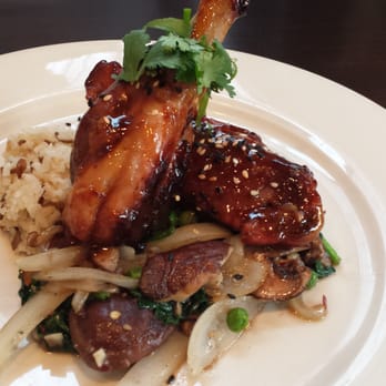Wild Sage Bistro - Kalbi pork shank with mushrooms and rice/quinoa. Delish! - New American Near Me - Spokane, Washington