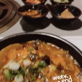 E.M. Bop - Whoops totes forgot to take a puc but here's a screen shot of the video of my spicy beef soup - Korean Near Me - Duluth, Georgia