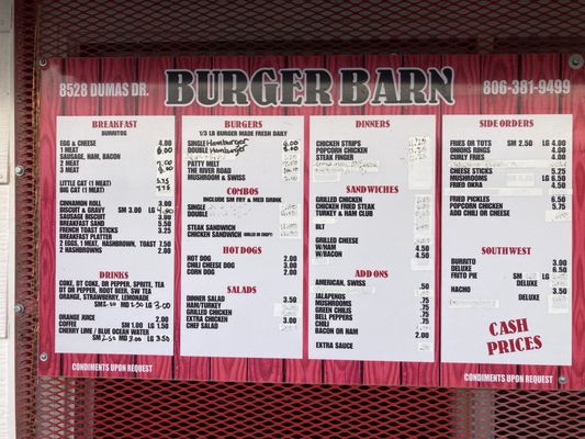 Menu photo 1 Burger Barn Amarillo, TX