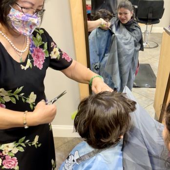 First Hair Clips - Ms Tweety giving Gio his first scissors hair cut - Hair Salons Near Me - Suwanee, Georgia