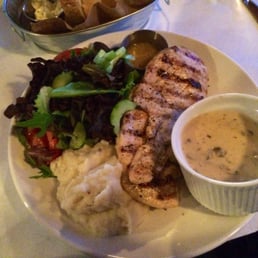Grilled chicken with a mushroom masala and salad Grilled chicken with a mushroom masala and salad