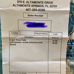 Knight's Eyewear Repair - Receipt. 2022 Knight's Eyewear Repair