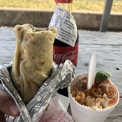 El Burrito Norteño - Asada Burrito, elote and coke