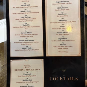 Inkwell Tavern - Menu 7/14/25 - Cocktail Bars Near Me - Burbank, California