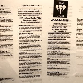 Thai Basil - Menu - Thai Near Me - Bozeman, Montana