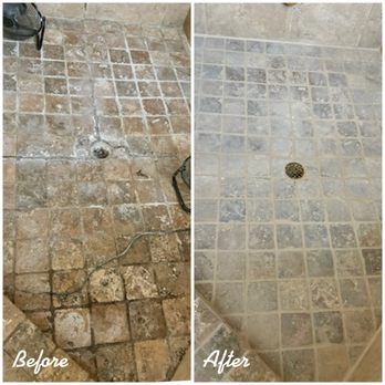 The Grout Expert - Revive an old shower stall ) Travertinte stone tiles - Grout Services Near Me