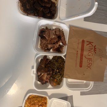 King Jerk - Jerk Chicken Dinner Plate, Brisket, Oxtail Dinner Plate and side of Mac and Cheese - Barbeque Near Me - Miami, Florida