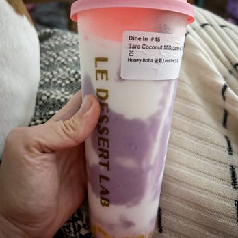 Le Dessert Lab - Taro Coconut Milk Latte with Mango and honey boba - Desserts Near Me - Richmond, California Le Dessert Lab - Taro Coconut Milk Latte with Mango and honey boba - Desserts Near Me - Richmond, California