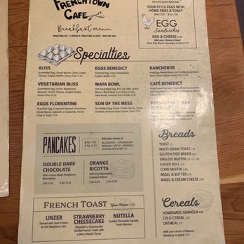 Frenchtown Cafe - Menu back - Breakfast & Brunch Near Me - Frenchtown, New Jersey