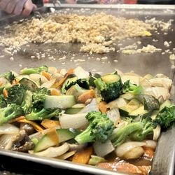 Maguro Japanese Steak House - Fried rice and veggies in the making