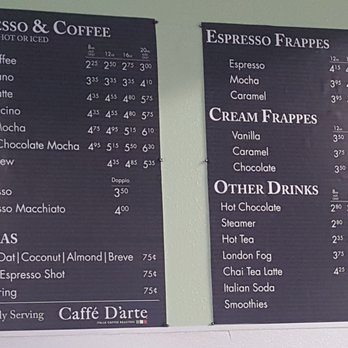 The Cafe Dolce - Beverage menu (10/25/22) - Coffee & Tea Near Me - Shoreline, Washington