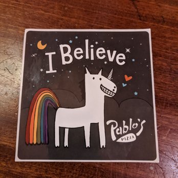 Pablo's Pizza - a sticker with a unicorn on it - Pizza Near Me - Fruita, Colorado Pablo's Pizza - a sticker with a unicorn on it - Pizza Near Me - Fruita, Colorado