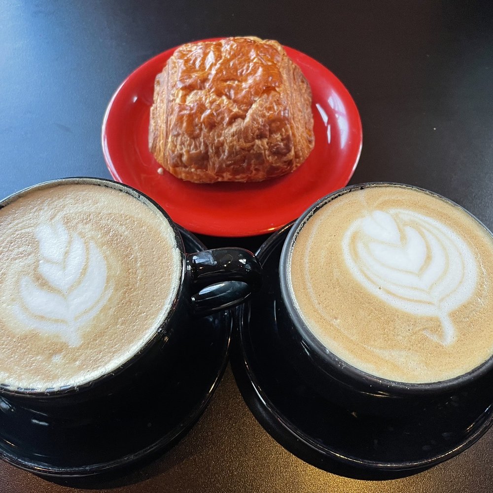 Red Rock Coffee - Lavender and Maple Latte with Chocolate Croissant - Coffee & Tea Near Me - Mountain View, California
