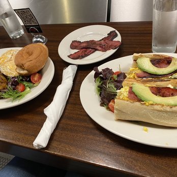 Cafe Bonjour - Steak Tips & Egg Plate and Signature Scramble Sandwich - Breakfast & Brunch Near Me - Boston, Massachusetts