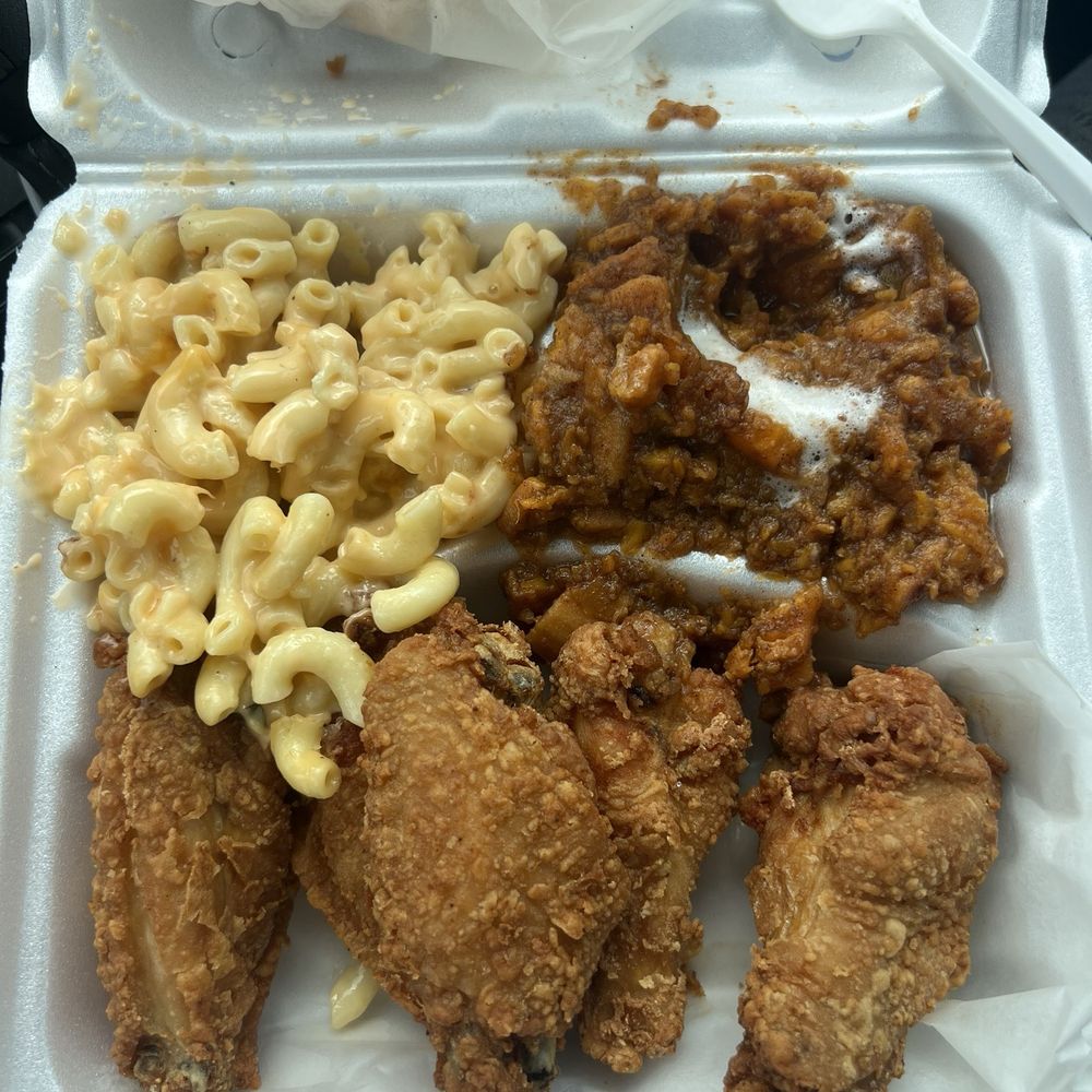 5 Piece Wing Dinner with mac and cheese, yams, and corn bread 5 Piece Wing Dinner with mac and cheese, yams, and corn bread