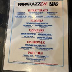 Paparazzi Clt - Drink menu