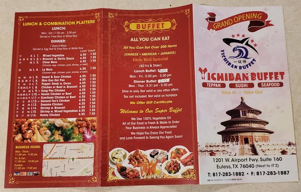 Menu photo 2 Yichiban Buffet Euless, TX