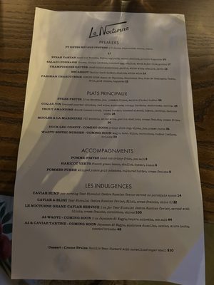 Menu photo 1 Le Nocturne Livermore, CA