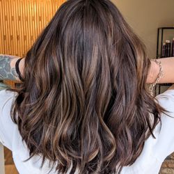 Shine On Salon - Natural highlights on dark hair.