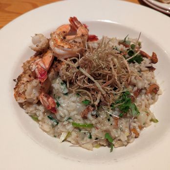 Roots Restaurant and Bar - Wild mushroom risotto with prawns - New American Near Me - Camas, Washington Roots Restaurant and Bar - Wild mushroom risotto with prawns - New American Near Me - Camas, Washington