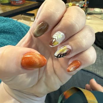Njoy Nails Spa - Thanksgiving cat eye nails - Waxing Near Me - Morgan Hill, California Njoy Nails Spa - Thanksgiving cat eye nails - Waxing Near Me - Morgan Hill, California