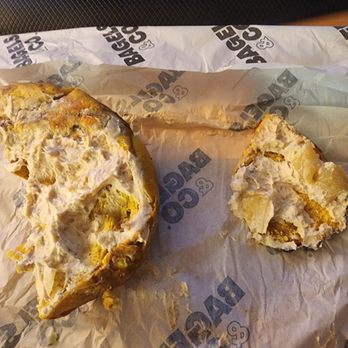 The Bagels and Co - I guess cutting a bagel in half is a not a thing? - Coffee & Tea Near Me - Gainesville, Florida The Bagels and Co - I guess cutting a bagel in half is a not a thing? - Coffee & Tea Near Me - Gainesville, Florida