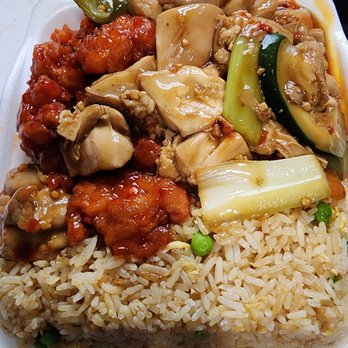 ABC Seafood Restaurant - 2 item combo, fried rice, orange chicken and ginger chicken. So much food! - Seafood Near Me - Los Angeles, California