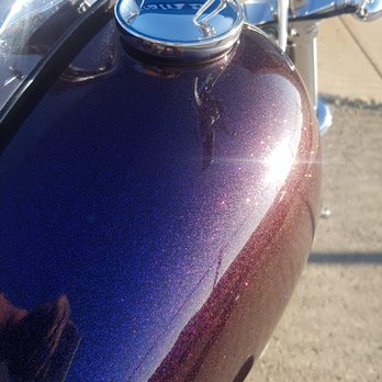 Jus Cuz Customs - Gorgeous custom purple flake paint job on a motorcycle by the team at Jus Cuz Customs in Edmonton, AB. - Body Shops Near Me - Edmonton, Alberta