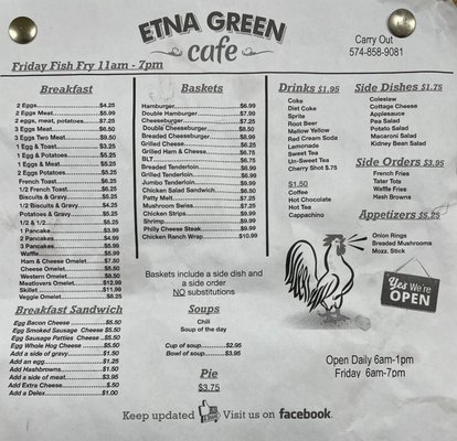 Menu photo 1 Etna Green Cafe Etna Green, IN Menu photo 1 Etna Green Cafe Etna Green, IN