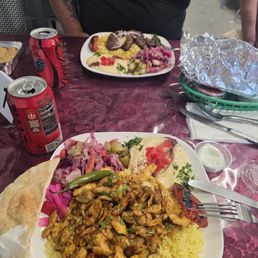 Chicken shawerma plate/ beef kabob plate.