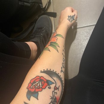 Sovereign Arms Tattoo Co. - Moon and rose done by Brady. - Tattoo Near Me - Grand Rapids, Michigan Sovereign Arms Tattoo Co. - Moon and rose done by Brady. - Tattoo Near Me - Grand Rapids, Michigan
