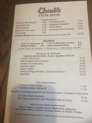 Menu photo 4 Chuck's Steak House Danbury, CT Menu photo 4 Chuck's Steak House Danbury, CT