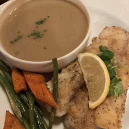 Parsnip soup and halibut
