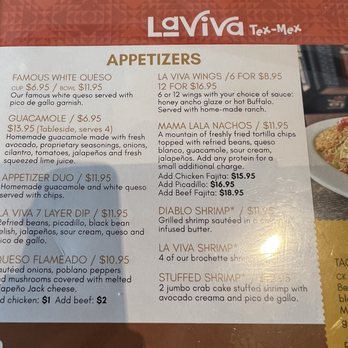 La Viva Tex Mex - Happy hour menu vs regular menu - Mexican Near Me - Houston, Texas