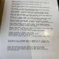 Chapters Tea Rooms and Restaurant - The breakfast menu.