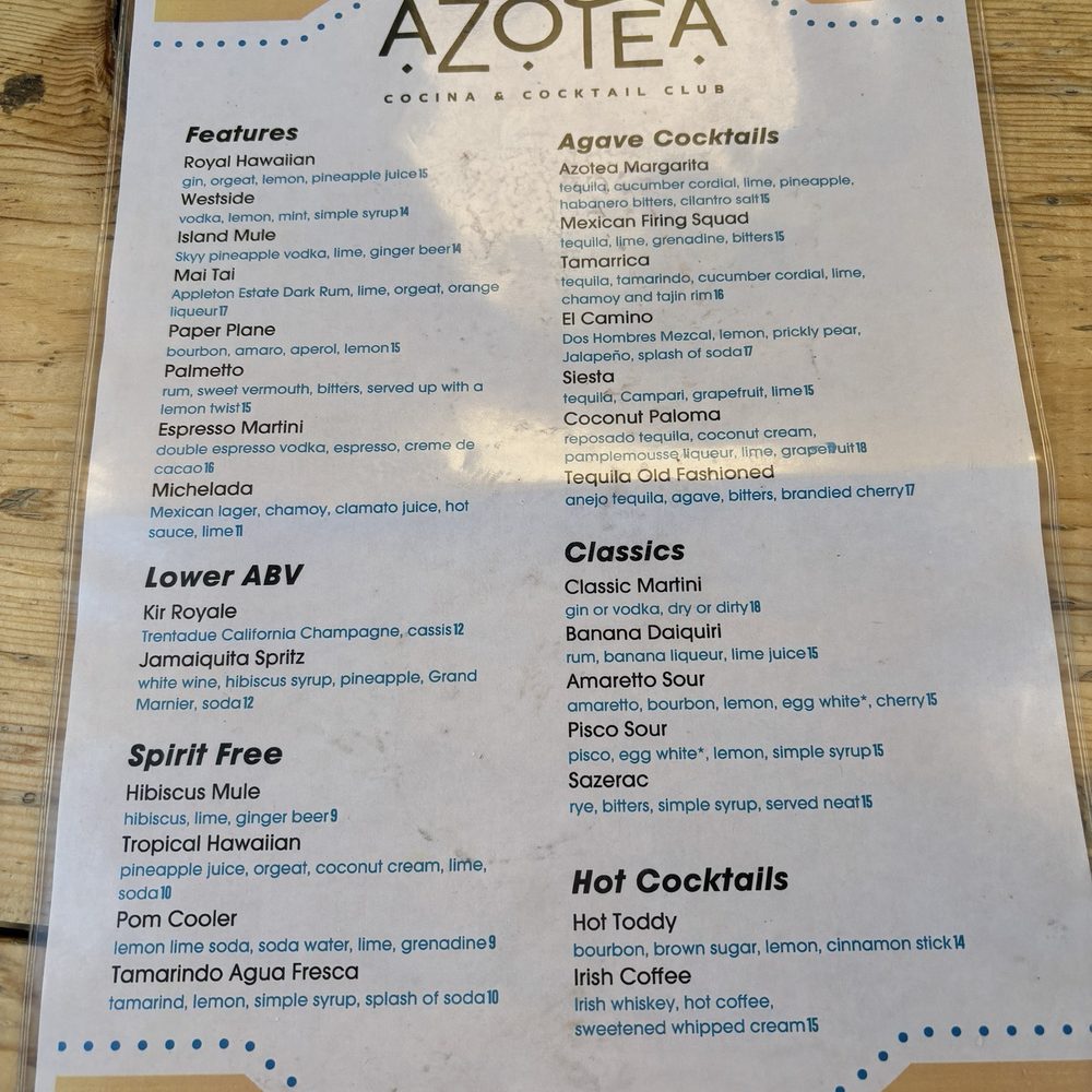 Azotea - Menu - Wine Bars Near Me - Livermore, California