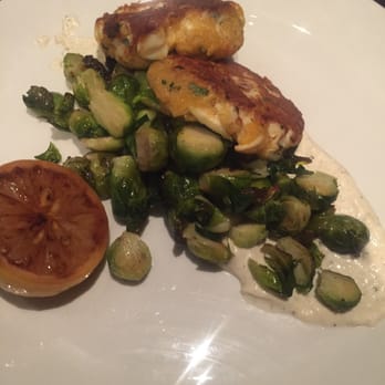 The General Public - Crab cakes with brussel sprouts - New American Near Me - San Antonio, Texas The General Public - Crab cakes with brussel sprouts - New American Near Me - San Antonio, Texas