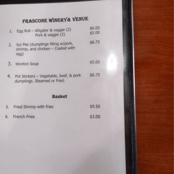 Frascone Winery - Menu - Wineries Near Me - Anahuac, Texas