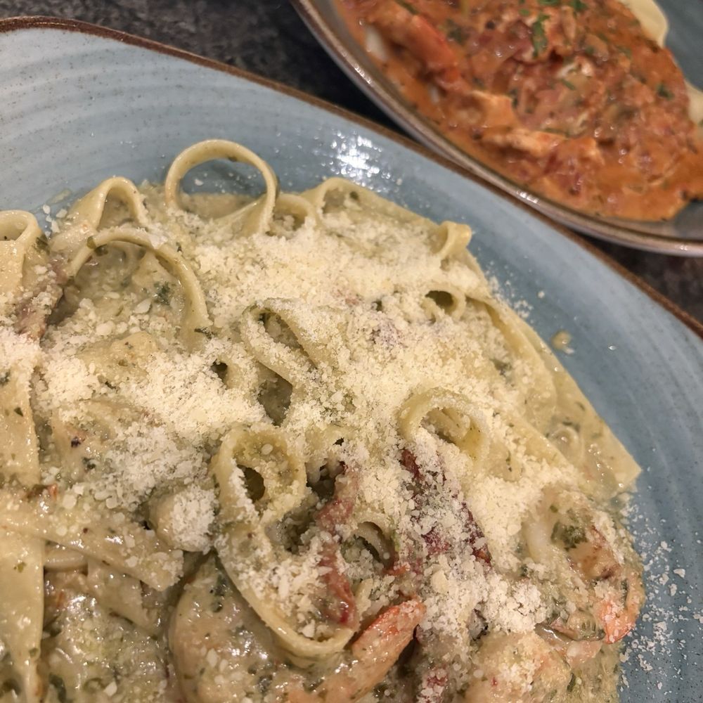 Shrimp pesto and Jambalaya