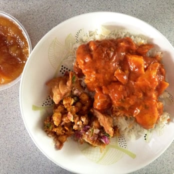 Joti Palace - chicken vindaloo over rice, samosas chaat, & mango chutney. - Indian Near Me - Malden, Massachusetts