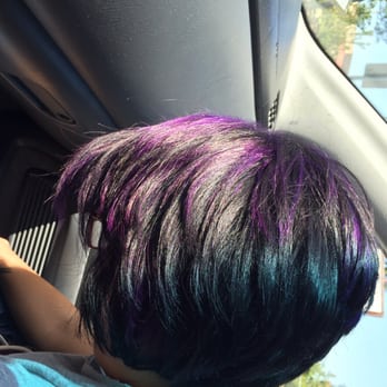 Salon Image TM - Short bob, black with purple highlights. - Hair Salons Near Me - Carson, California Salon Image TM - Short bob, black with purple highlights. - Hair Salons Near Me - Carson, California
