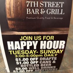 7 th street Bar and grill - Happy hour specials