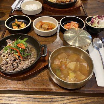 Table Sodam - Beef bulgogi set meal with soup rice and a bunch of side dishes $20 - Korean Near Me - Ottawa, Ontario