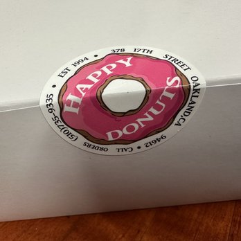 Happy Donuts - Super shiny sticker - Donuts Near Me - Oakland, California Happy Donuts - Super shiny sticker - Donuts Near Me - Oakland, California