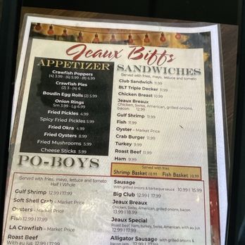 Jeaux Biff's - Menu 2 - Seafood Near Me - Breaux Bridge, Louisiana Jeaux Biff's - Menu 2 - Seafood Near Me - Breaux Bridge, Louisiana