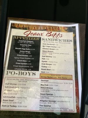 Menu photo 1 Jeaux Biff's Breaux Bridge, LA Menu photo 1 Jeaux Biff's Breaux Bridge, LA