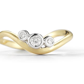 Mia Gemma - Three diamond band in 18k yellow and white gold. - Jewelry Near Me - Washington, DC, District of Columbia
