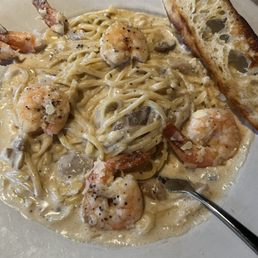 Vodka linguine and added shrimp