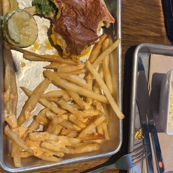 The Chicken Koop - Breakfast sandwich Garlic Fries - New American Near Me - Whittier, California